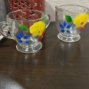 1950’s Bartlett Collins clear glass Cream & Sugar set